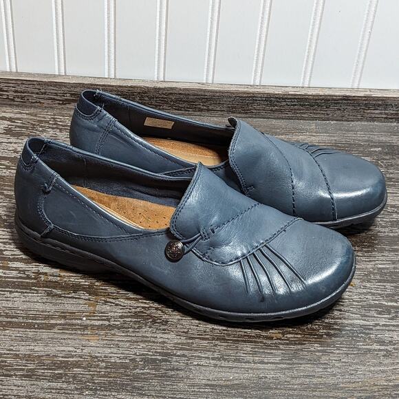 Rockport Women's Navy Cobb Hill Leather Slip On Comfort Loafer Flats Size 11 - Picture 1 of 7